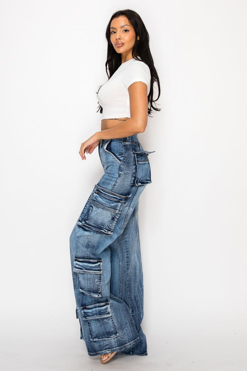 パンツ herlipto Grand Cargo Denim Pants 身長157cmの初夏のカジュアルコーディネート🤍 ハイウエストの