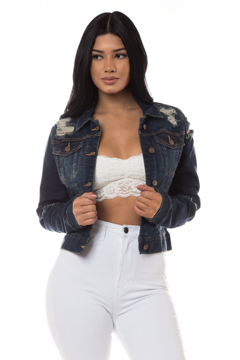 Cropped Distressed Denim Jacket – Aphrodite Jeans