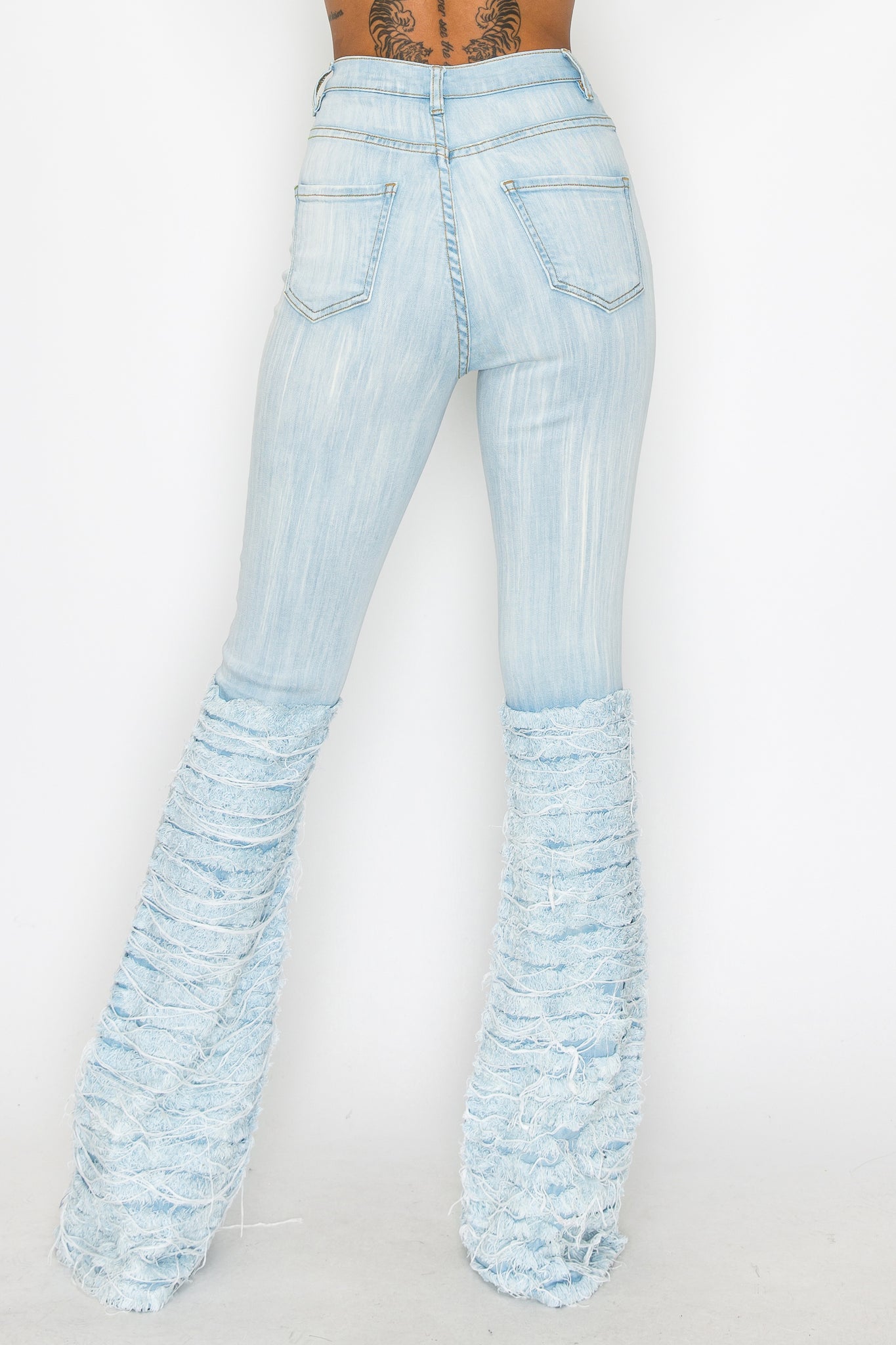 2166 High Rise Shaggy Lower Leg Flare Jeans