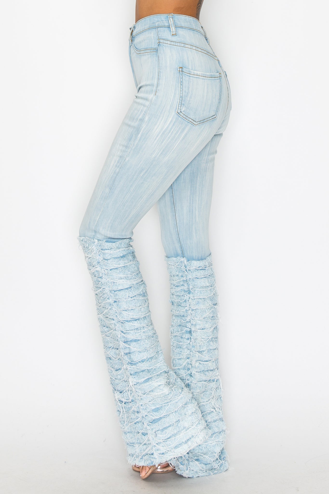 2166 High Rise Shaggy Lower Leg Flare Jeans