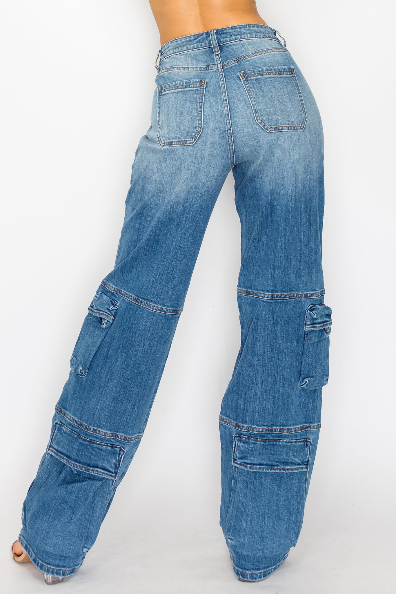 6385 Women's High Rise Multi Pocket Acid Wash Cargo Shorts – Aphrodite Jeans