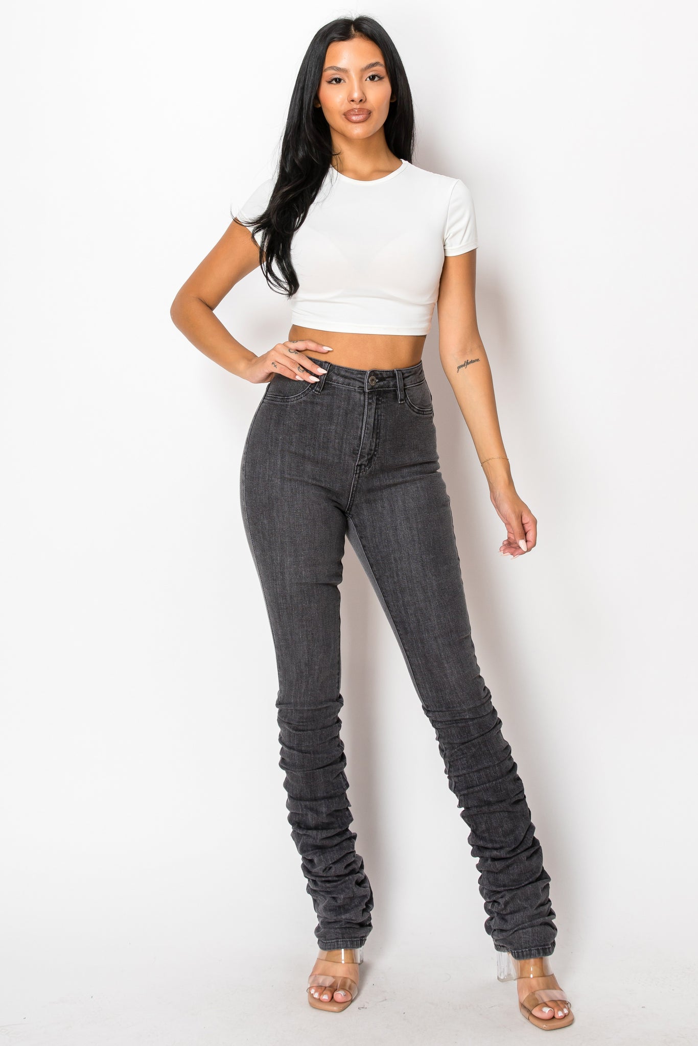 40578 High Rise Skinny Scrunchy Jeans