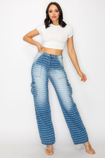 40581 Women's High Rise Shotgun Cargo Jeans