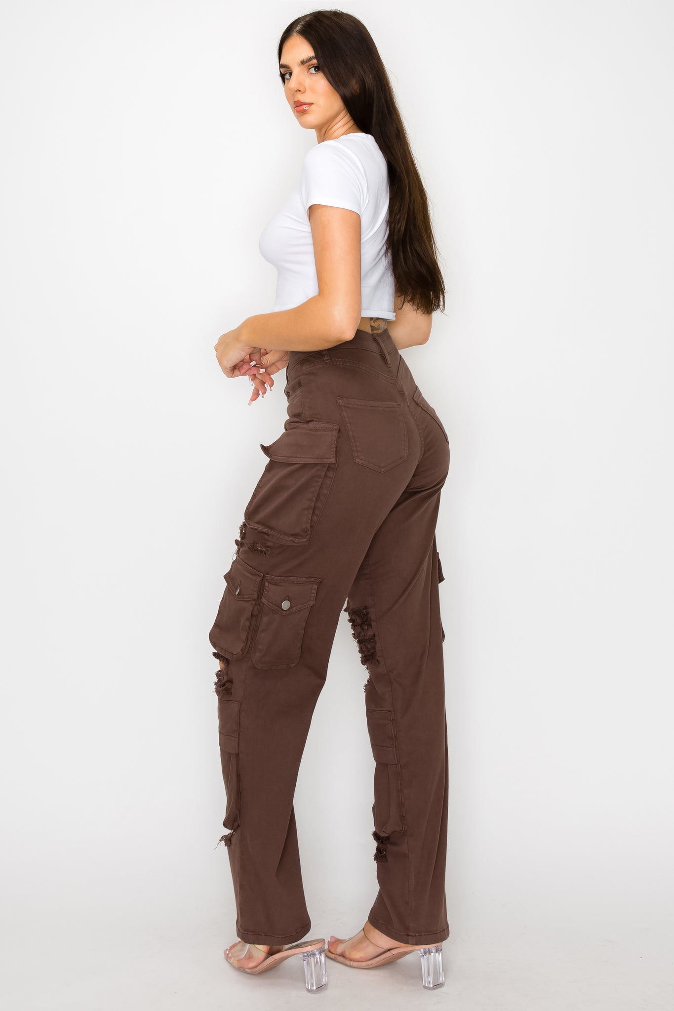 40584 Women's High Rise Cargo Pants w/ Extra Front Cargo Pockets