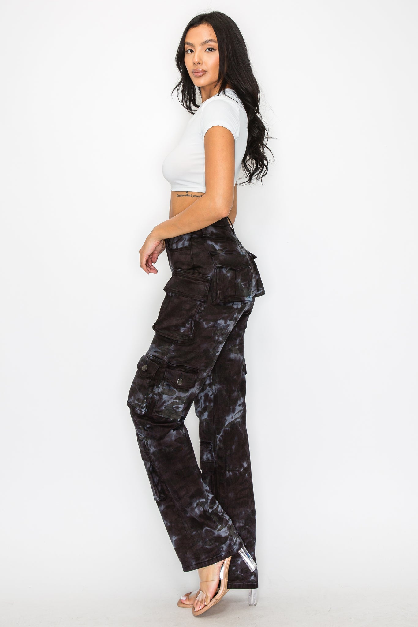 40610 Mid Rise Extra Pocket Camo Cargo Pants