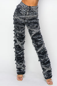 40630 High Rise Strappy Destroyed Jeans