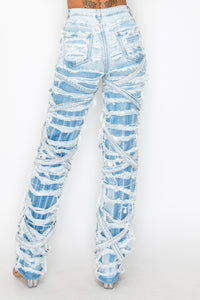 40630 High Rise Strappy Destroyed Jeans