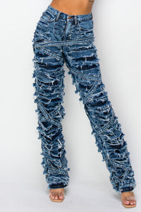 40630 High Rise Strappy Destroyed Jeans