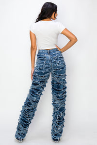 40630 High Rise Strappy Destroyed Jeans