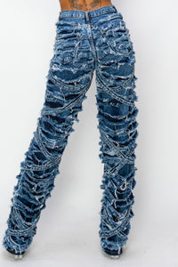 40630 High Rise Strappy Destroyed Jeans