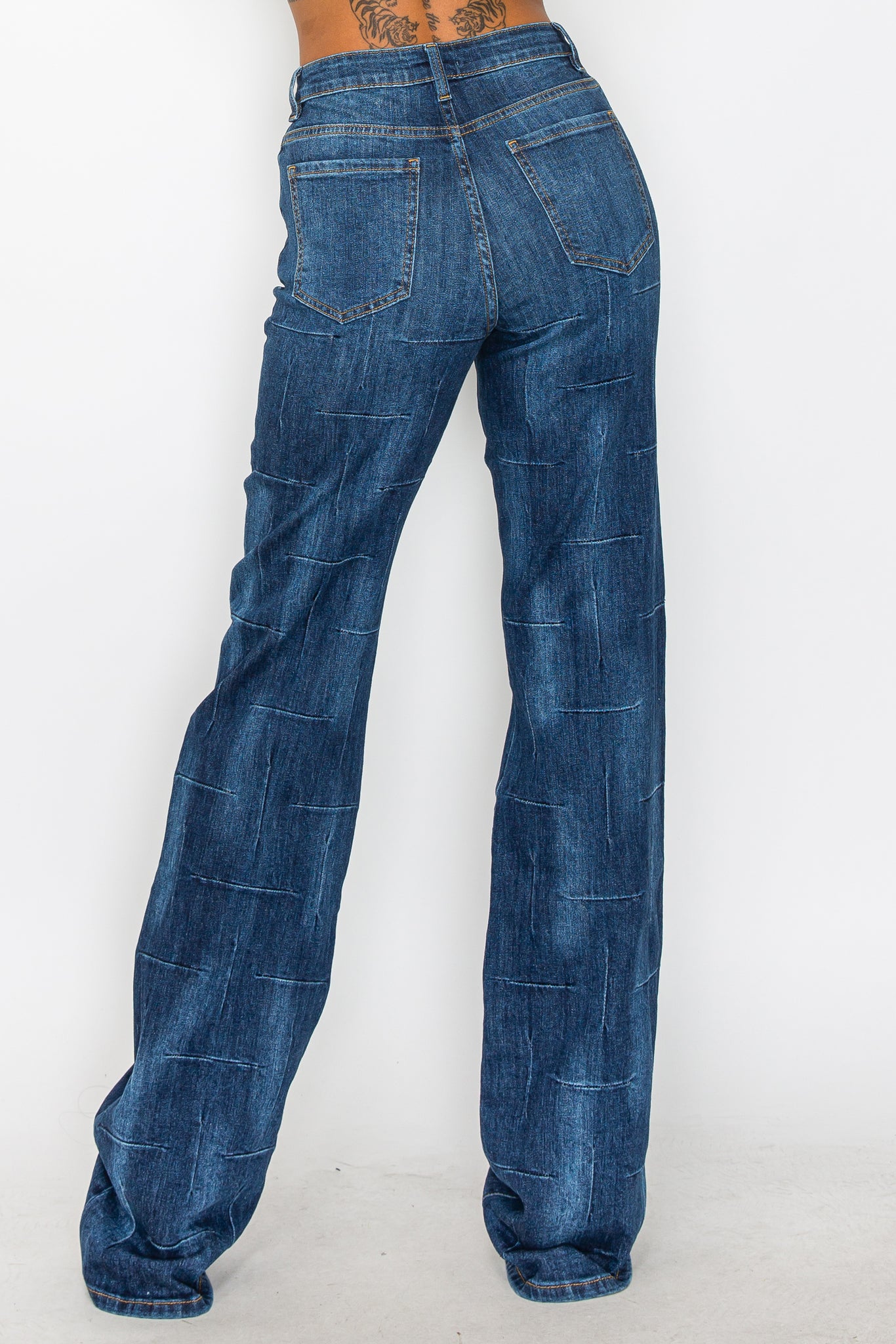 40637 High Rise Line Stitch Boot Cut Jeans