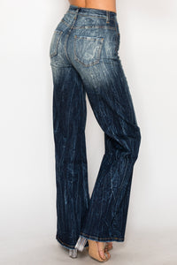 40664 High Rise Flare Jeans W/ Upper Leg Hand Sanding