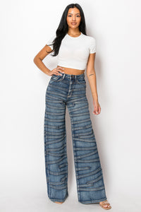 40716 High Rise Strap Illusion Flare Jeans