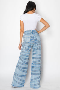 40716 High Rise Strap Illusion Flare Jeans