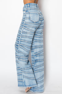 40716 High Rise Strap Illusion Flare Jeans