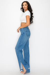 40731 Straight Leg Jeans W/ Open Lower Outseam