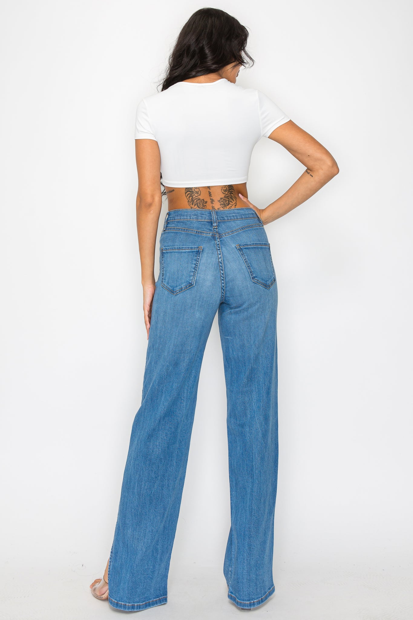 40731 Straight Leg Jeans W/ Open Lower Outseam