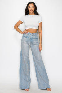 40767 High Rise Wide Leg Vintage Washed Jean