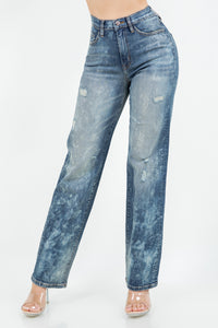 40776 High Rise Straight Leg Vintage Washed Jeans