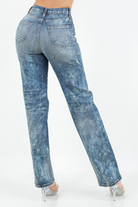 40776 High Rise Straight Leg Vintage Washed Jeans