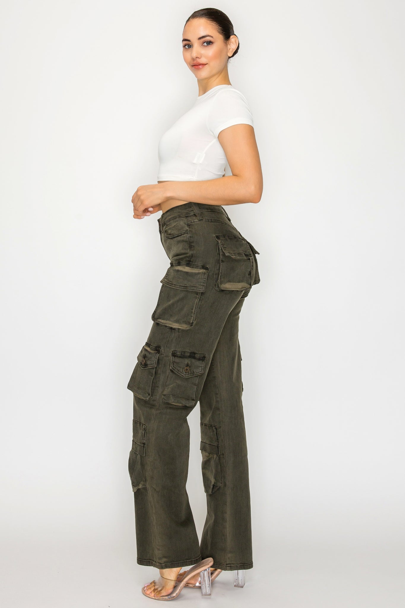 40778 Vintage Wash Multi Pocket Cargo Jeans