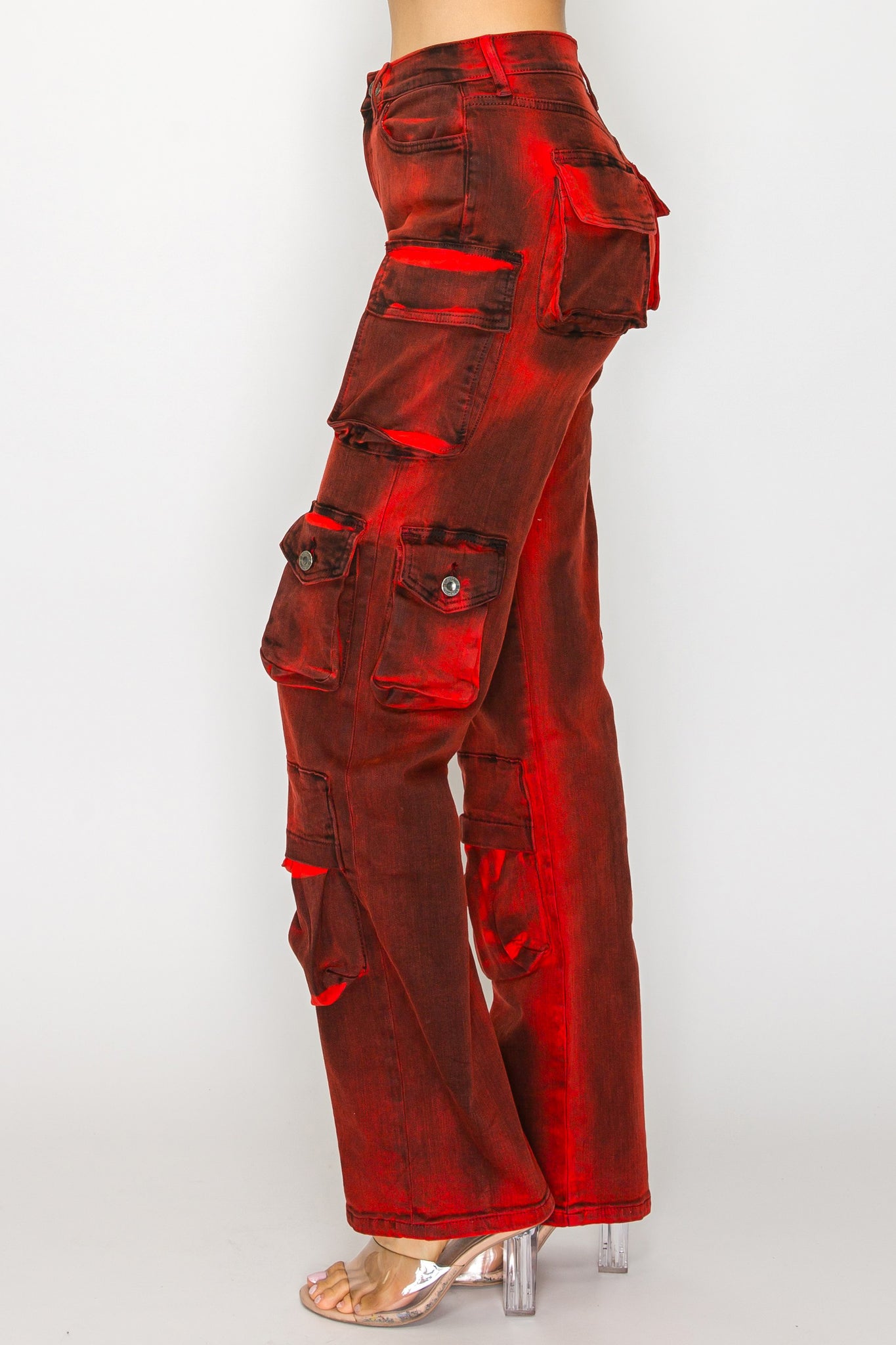 40778 Vintage Wash Multi Pocket Cargo Jeans