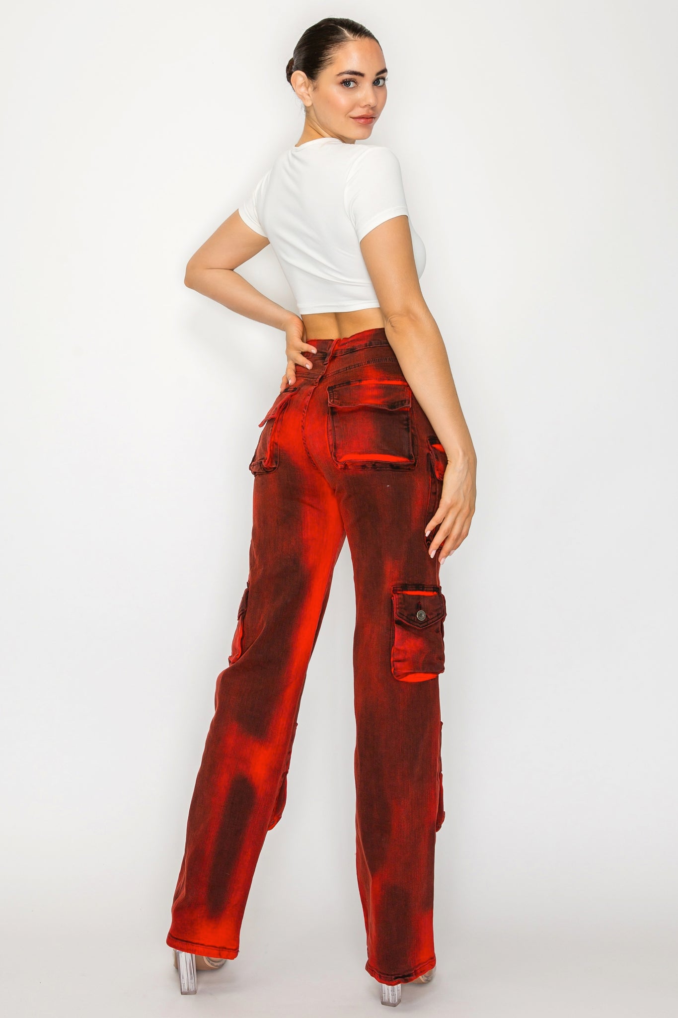 40778 Vintage Wash Multi Pocket Cargo Jeans