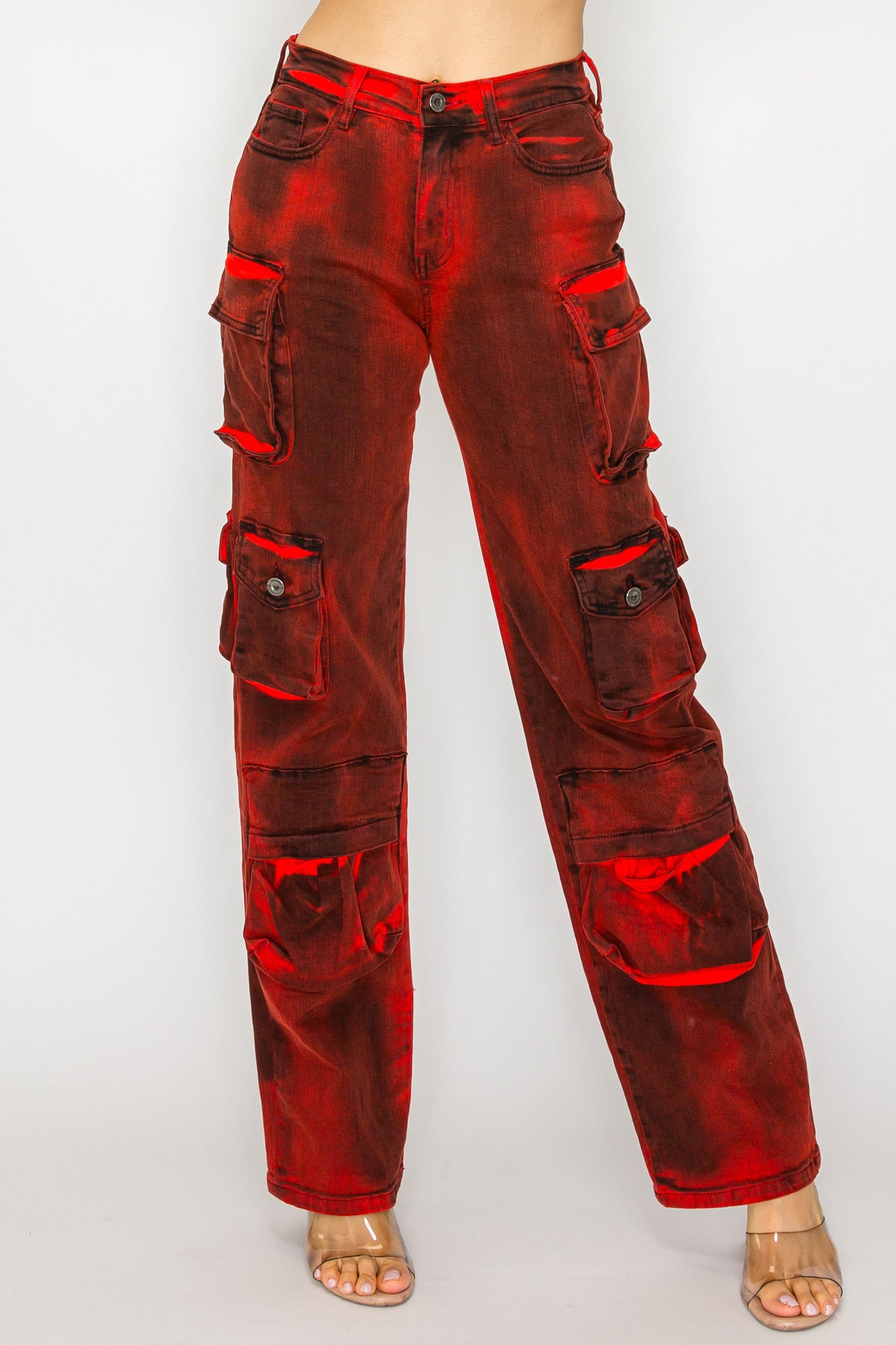 40778 Vintage Wash Multi Pocket Cargo Jeans