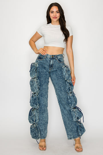 40801 Straight Leg Outseam Pouch Jeans