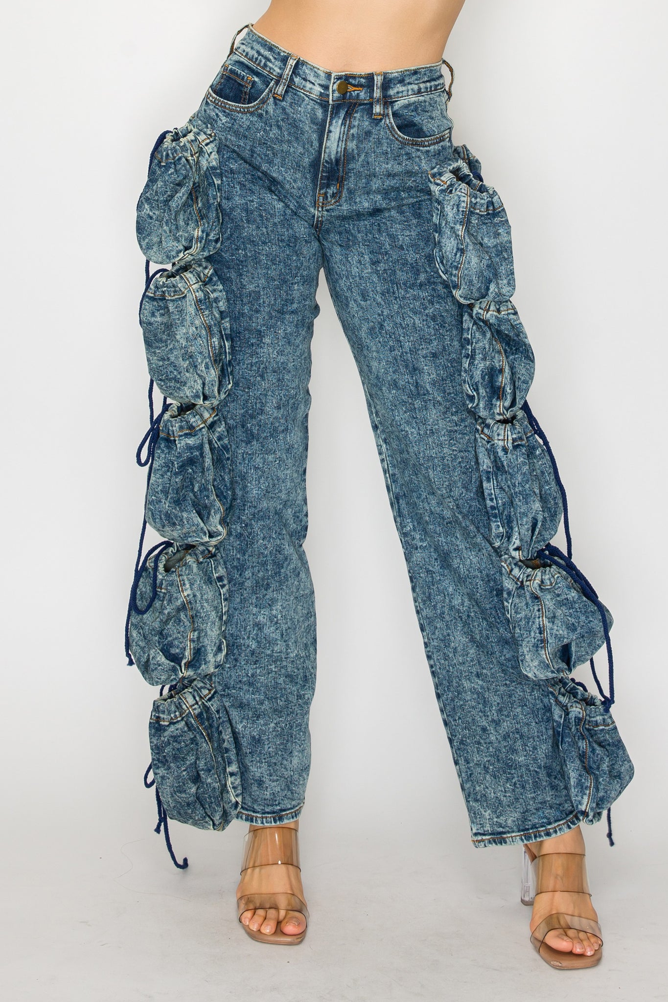 40801 Straight Leg Outseam Pouch Jeans