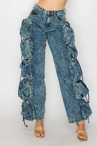 40801 Straight Leg Outseam Pouch Jeans