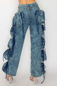 40801 Straight Leg Outseam Pouch Jeans