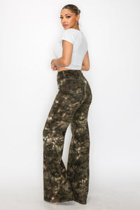 40805 High Rise Wide Leg Camo Print Jeans