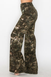 40805 High Rise Wide Leg Camo Print Jeans