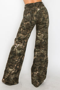 40805 High Rise Wide Leg Camo Print Jeans