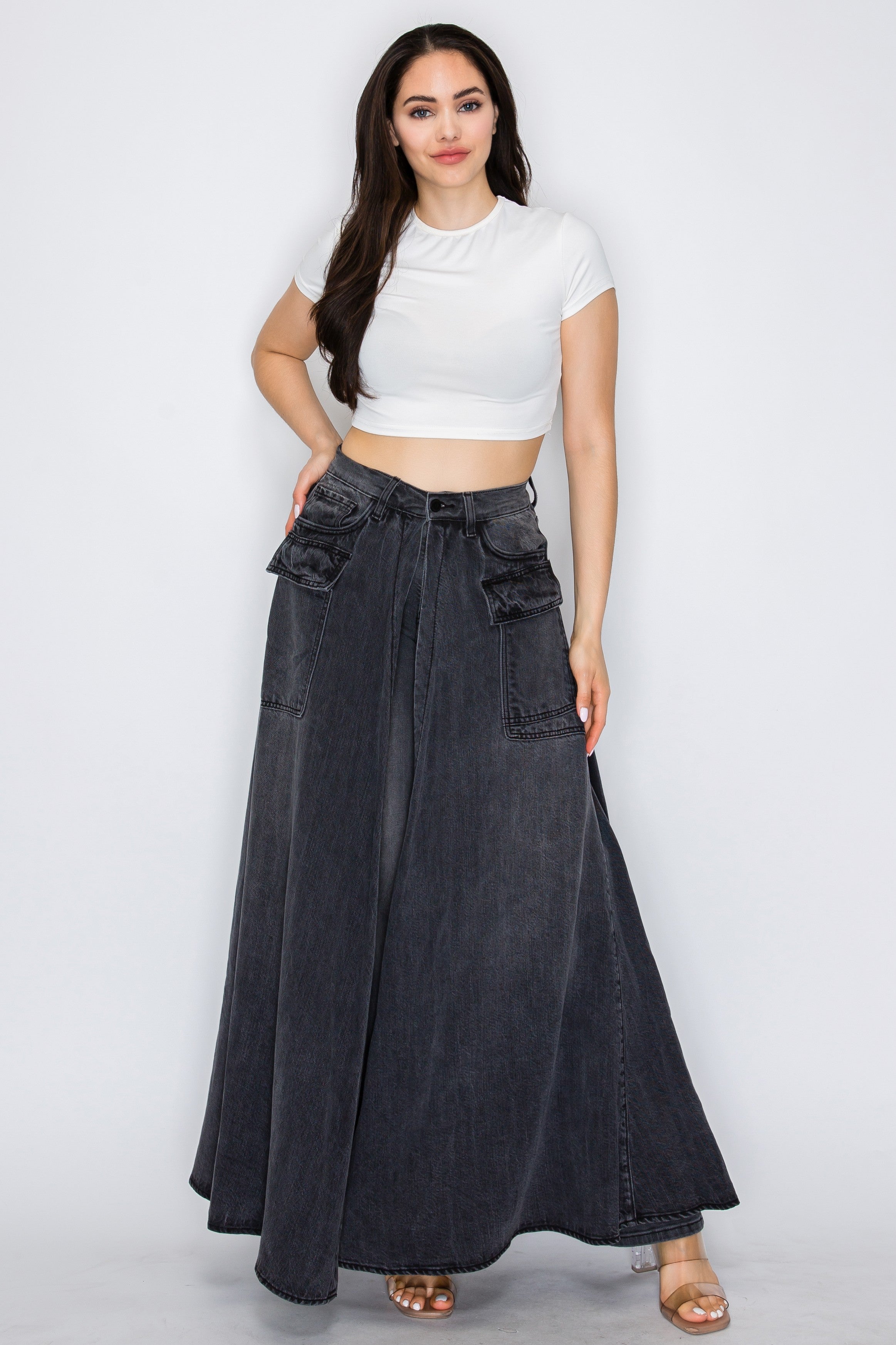 AP43010 High Rise Straight Leg Jeans W/ Outer Layer Long Fly Away