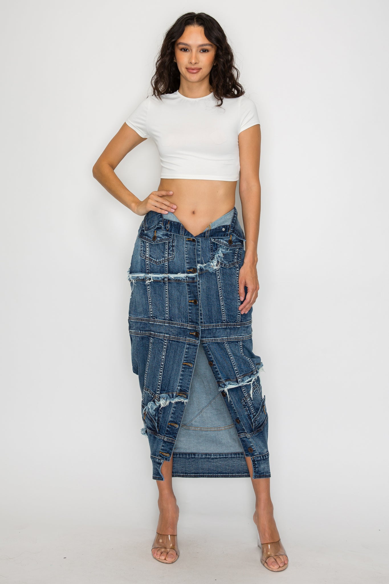 5051P Destroyed Jacket Inspired Denim Skirts