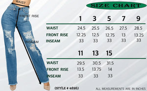 4898 Women's Crossover High Waisted Destressed Loose fit Jeans