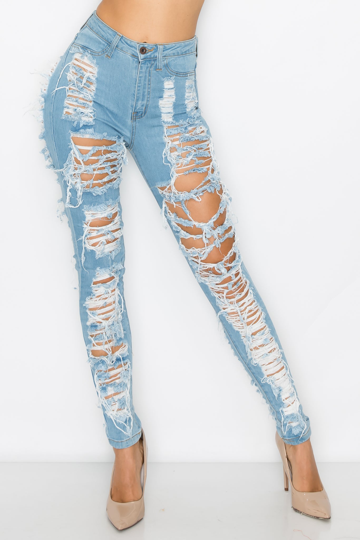 Aphrodite Super High Waisted Distressed Skinny Jeans with Cut Outs – Aphrodite  Jeans