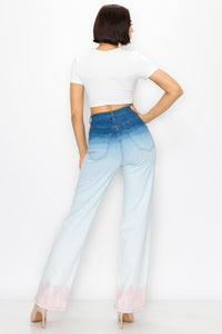 40423 High Wasited Ombre Bleached  Jeans
