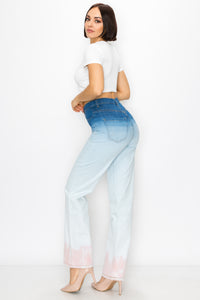 40423 High Wasited Ombre Bleached  Jeans