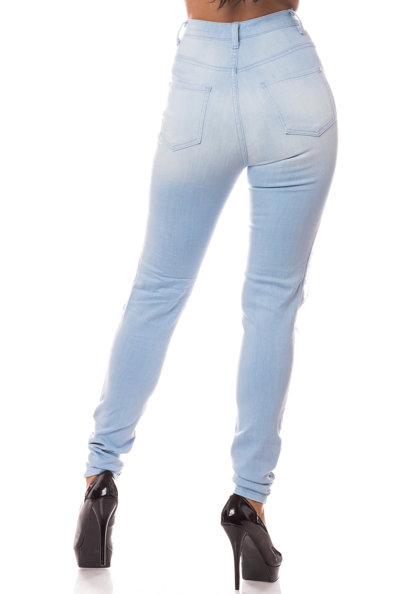 Super High Waisted Distressed Cropped Capri Jeans with Cut Outs – Aphrodite  Jeans