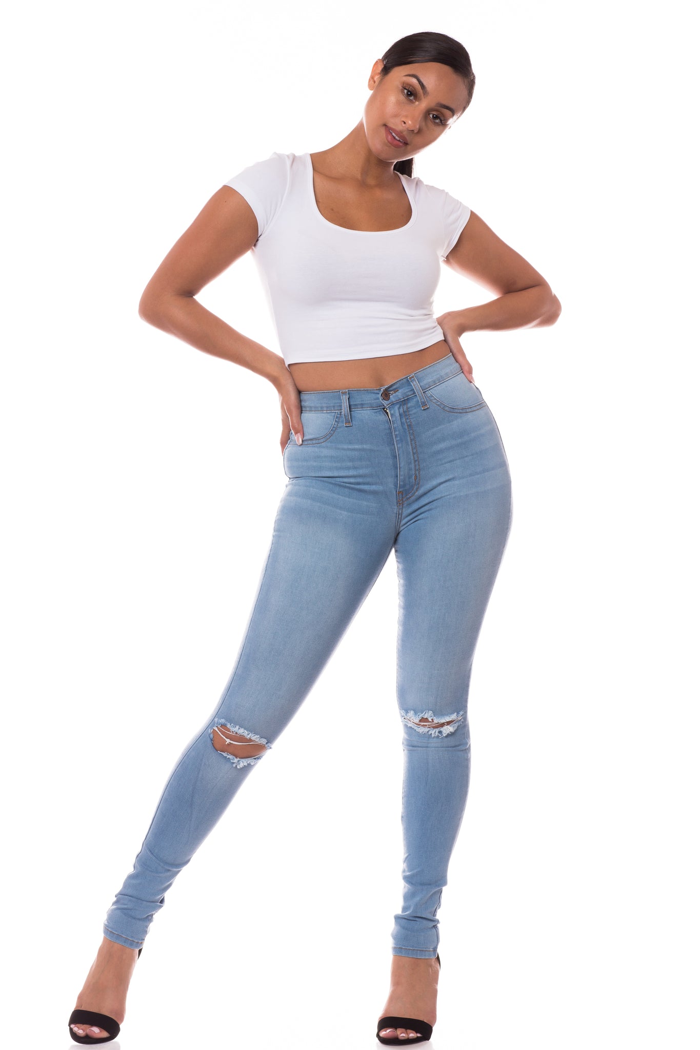 Super High Waisted Distressed Skinny Jeans – Aphrodite Jeans