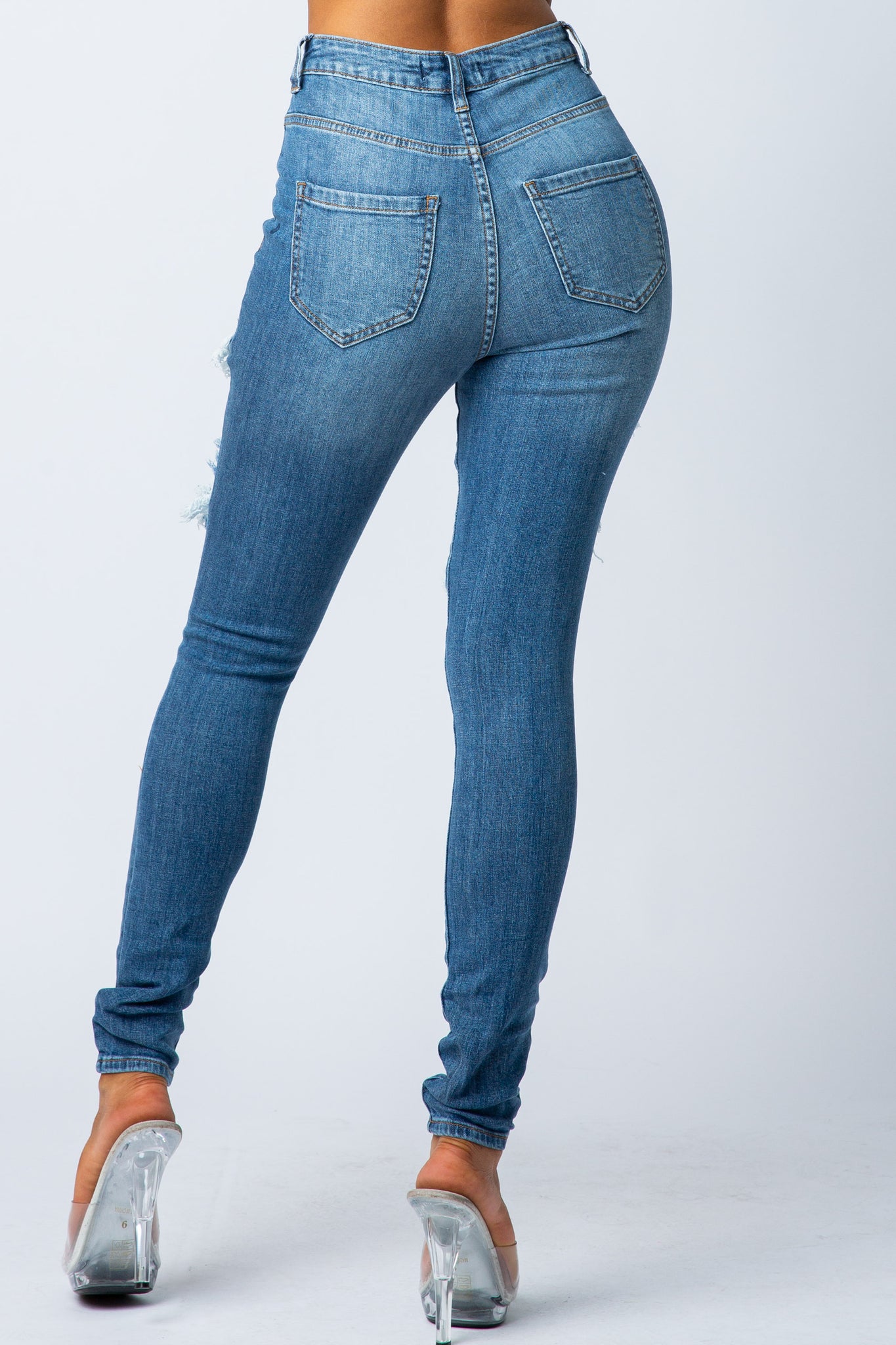 Super High Waisted Distressed Lattice Open Waist Skinny Jeans with Cut Outs  – Aphrodite Jeans