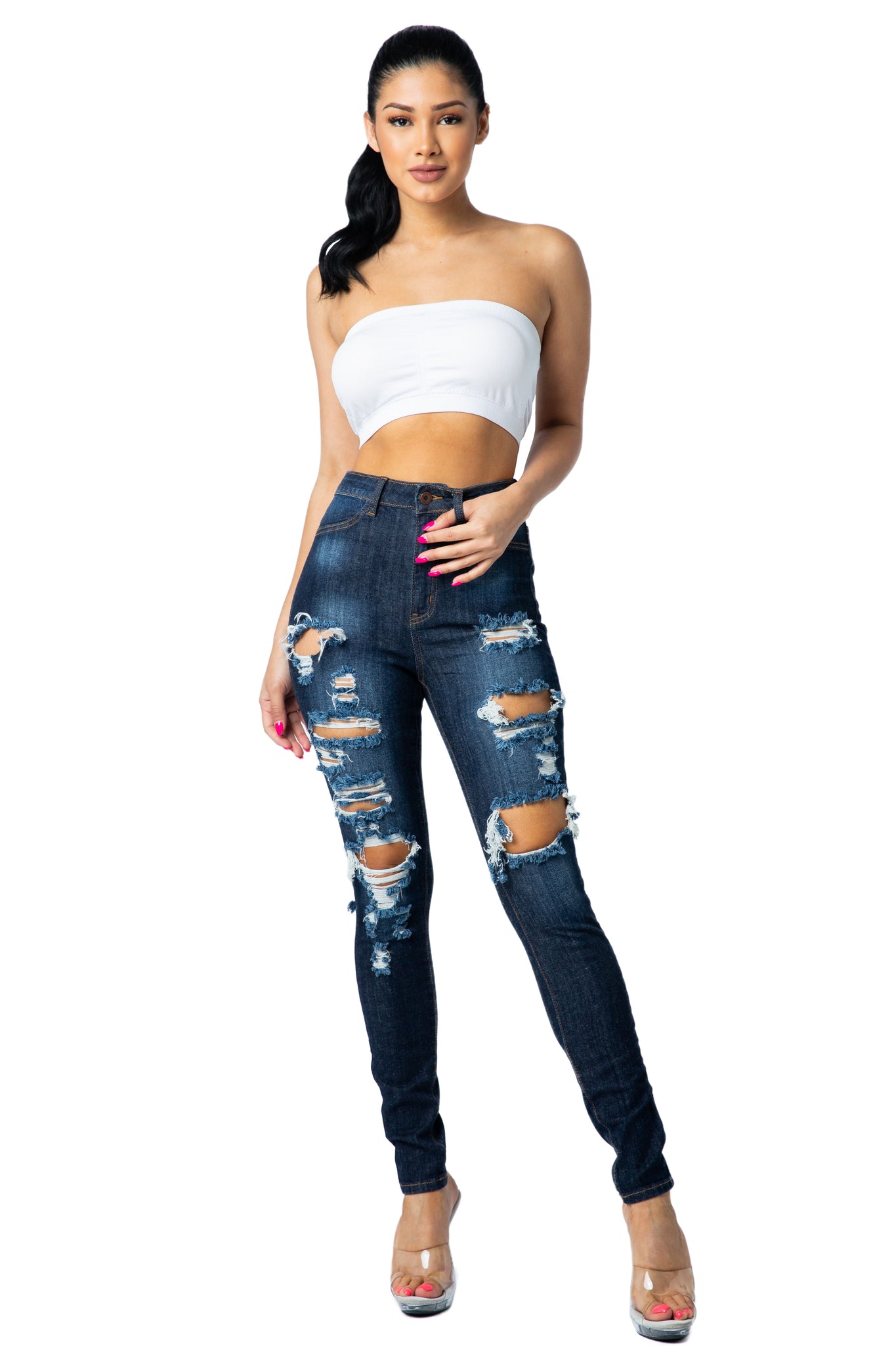 Ripped Jeans For Women and Juniors | Distressed Dark Wash Jeans – MomMe and  More