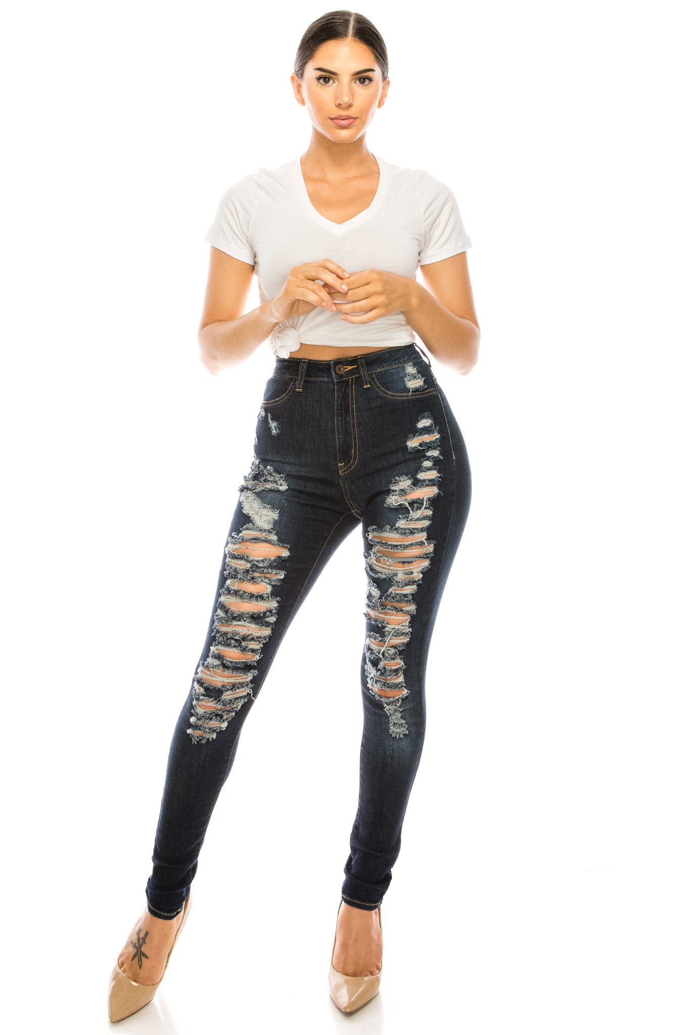 Aphrodite High Waisted Jeans for Women - Plus Size Hand Sanding