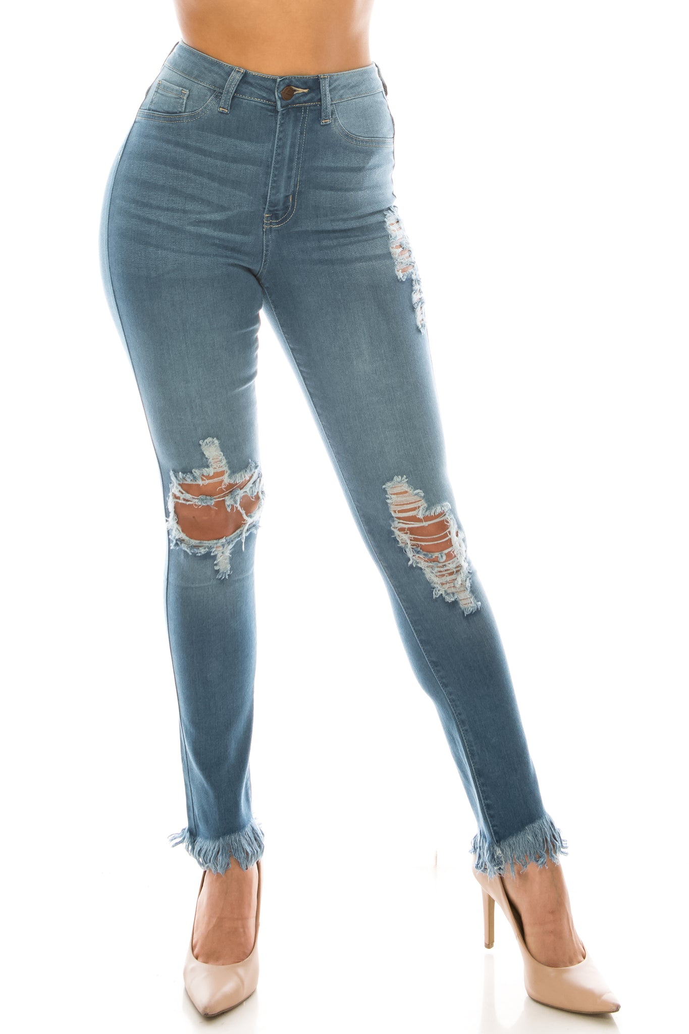 Super High Waisted Distressed Frayed Skinny Jeans with Whiskers – Aphrodite  Jeans