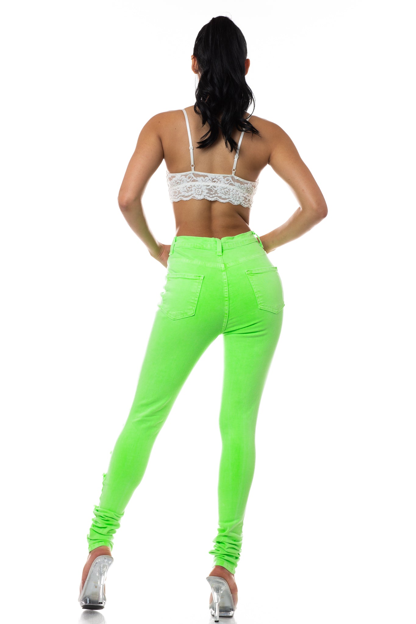 Buy Green 100% Cotton Plain High-waisted Neon Trouser For Women by Mati  Online at Aza Fashions.