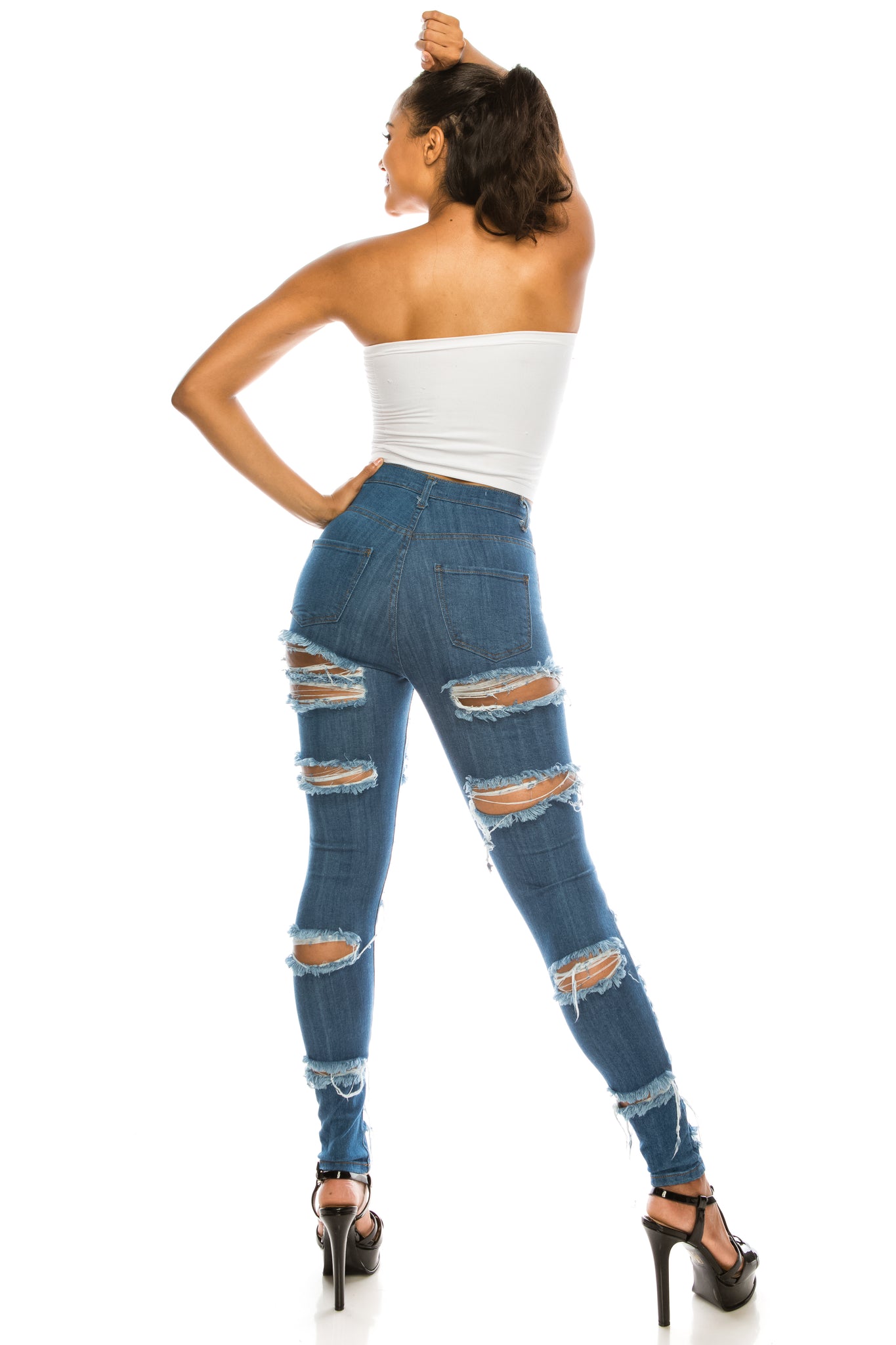 Super High Waisted Distressed Skinny Jeans – Aphrodite Jeans