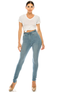 women full length skinny super high rise high waisted jeans pants